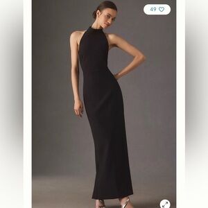 BHLDN High-Neck Open-Back Crepe Maxi Dress
